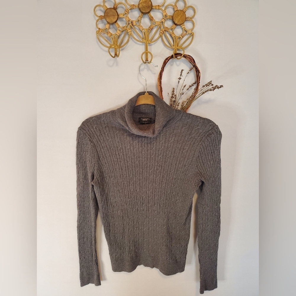 Talbots Grey Ribbed Turtleneck Sweater
